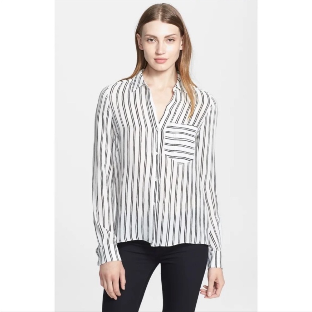 A.L.C. TROY Striped Silk Blouse